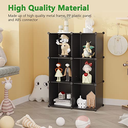 C&Ahome Cube Storage Organizer, 6-Cube Shelves Units, Closet Cabinet, Diy Plastic Modular Book Shelf, Ideal For Bedroom, Living Room, Office, 36.6" L X 12.4" W X 36.6" H Black Shs3506A #TOP1