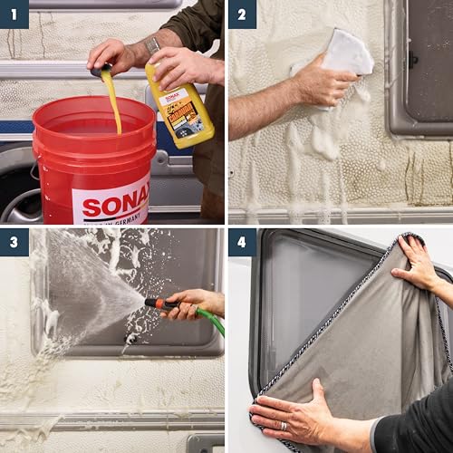 SONAX CARAVAN Shampoo (1 Liter) Reinigungskonzentrat mit Wachsanteilen, für alle Oberflächen an Caravan/Bus/Wohnmobil/Wohnwagen | Art-Nr. 07133000