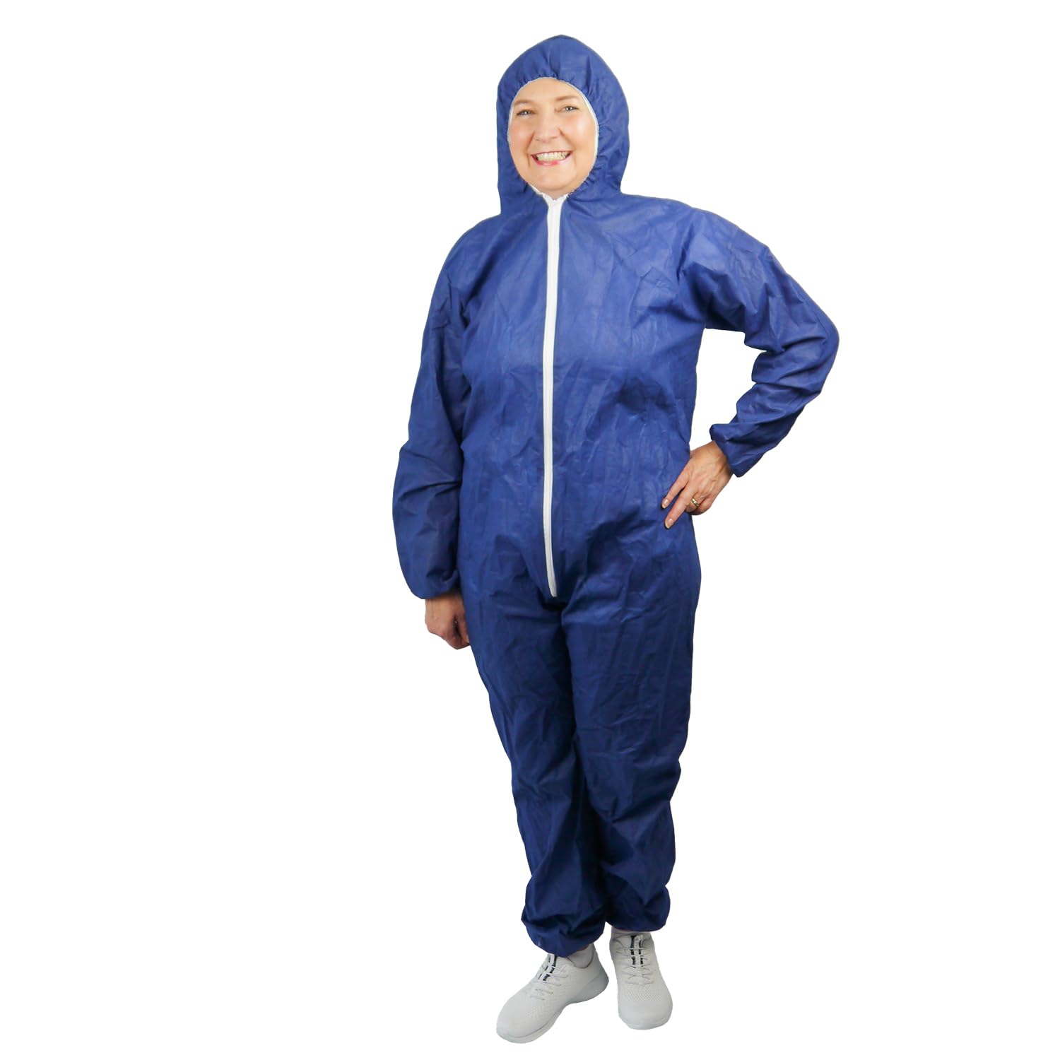 ARNOMED ARNOMED Mono de protección PP extra fuerte, mono completo azul 50g/m², mono de pintor desechable L, mono de trabajo para hombre/mujer con capucha, mono desechable, mono de protección desechable