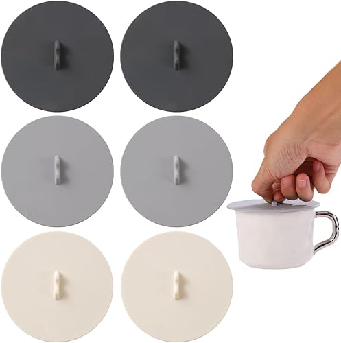 6 fundas de silicona para tazas, tapas de silicona antipolvo, herméticas, tapas de silicona para tazas, tapas creativas para tazas de café y té,