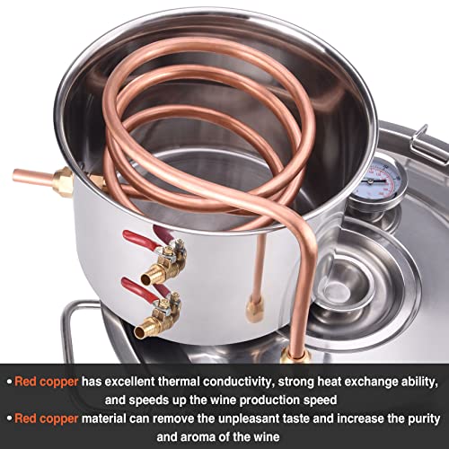 Seeutek Alcohol Still 5Gal 18L Stainless Steel Water Alcohol Distiller Kit Spirits Boiler Copper Tube Ethanol Still Build-In Thermometer For Home Brewing And Diy Whisky Wine Brandy Making #TOP4