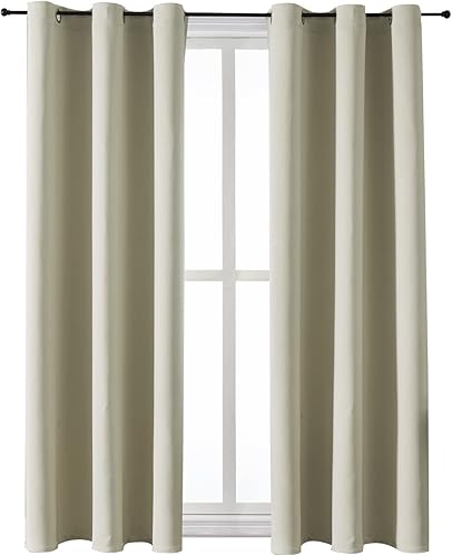 ChrisDowa Cortinas opacas con ojales para dormitorio y sala de estar, juego de 2 paneles de cortinas opacas con aislamiento térmico (beige, 38