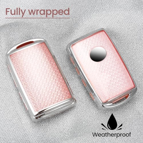 Image of Car Key Fob Cover for Mazda, Rhinestone Wristlet Case, Pink
