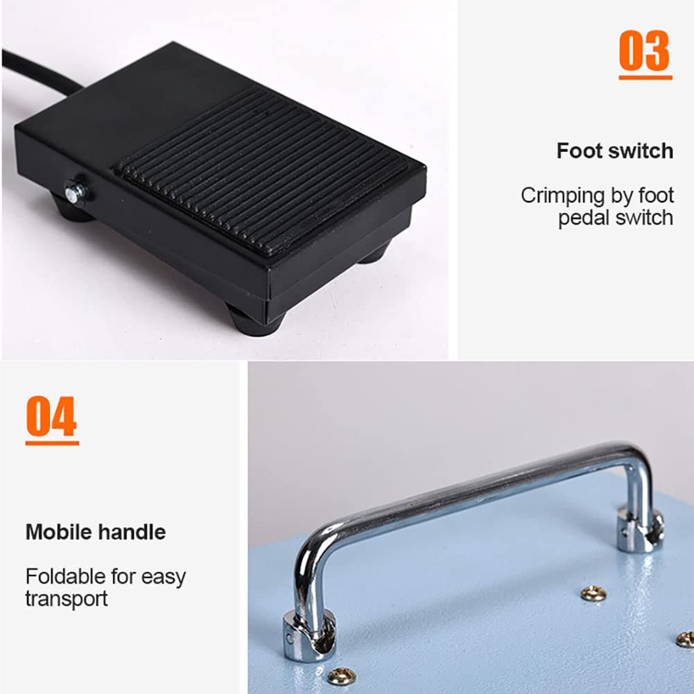 Pinza per crimpare terminali 0,05-6 mm2 Pinza per crimpare terminali per cavi elettrici con pedale e luce, set di matrici intercambiabili, crimpatrice per terminali a pressatura a freddo elettrica