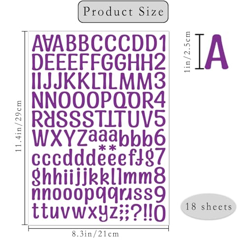 2268 Alphabet Stickers 18 Sheets Alphabet Stickers Vinyl Self-Adhesive Number Alphabet Vinyl Stickers, Mailbox Numbers Labels DIY Crafts Art Making, Decals for Sign,Notebook, Classroom Decor