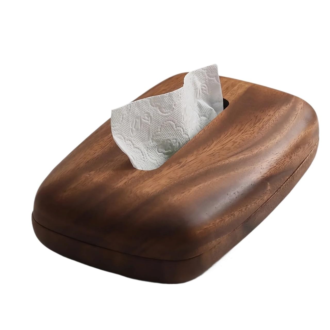Ropicean 2pcs Elegant Walnut Wood Tissue Box Cover - Modern Minimalist Design for Home and Bathroom Decor