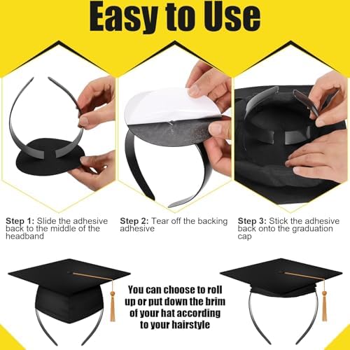 NNG Graduation Cap Headband,Grad Cap Band with Adhesive Felt,Hair Band Hat Accessories for Graduates — view 6