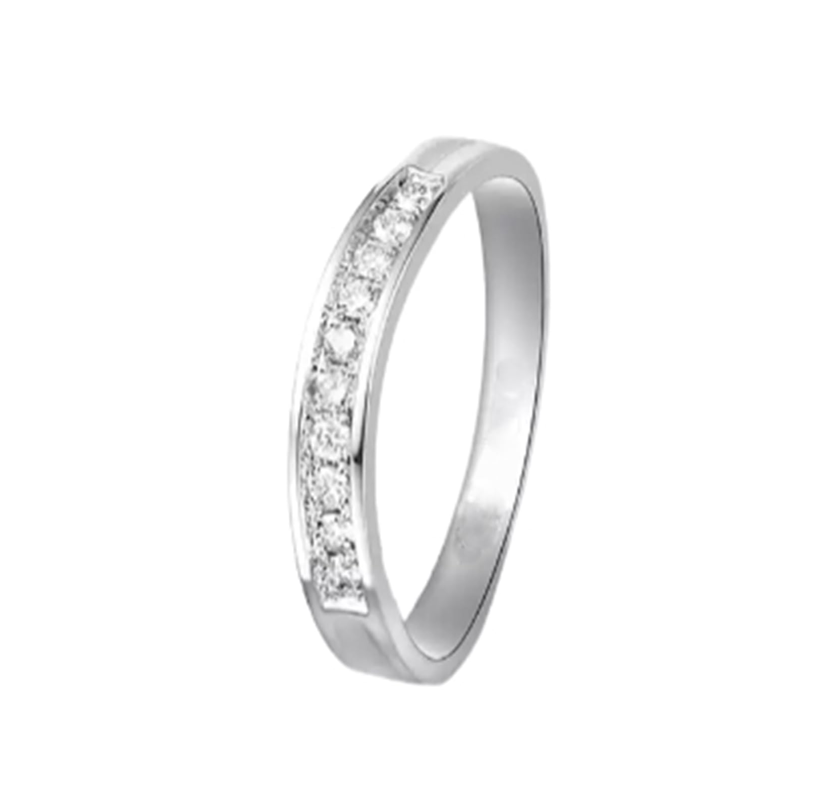 Hochzeitsringe Weissgold mit Damenring mit 0,12 ct Diamanten & Herrenring aus schlichtem Material, Trauringe Gold 750 Größe 47 (15.0)-65 (20.7)| PT950 und 9K 14K 18K Weißgold für Valentinstag