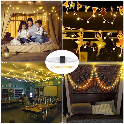 JMEXSUSS 100 LED Connectable Globe String Lights - 33ft Warm White Indoor/Outdoor Fairy Lights with Remote for Christmas Decorations