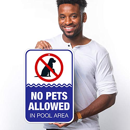 Cartel No Pets Allowed en área de piscina 12x18 pulgadas miniatura 2