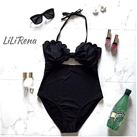 Amazon リリレナ Lilirena スカラップ ワンピース 水着 ブラック K4 L ブラック ワンピース 通販