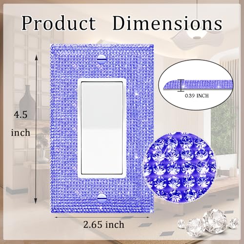 Image of 2 Pcs Shiny Purple Rhinestones Switch Plates And Outlet Covers Light Switch Cover Decorative Light Switch Cover Plate Rhinestone Bling Outlet Cover Wall Plate
