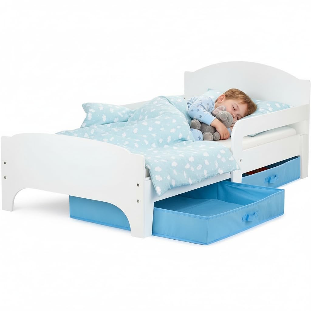 Leomark Moderne Lit d'Enfant 140x70 cm Avec Tiroir et Matelas 2 Pièces