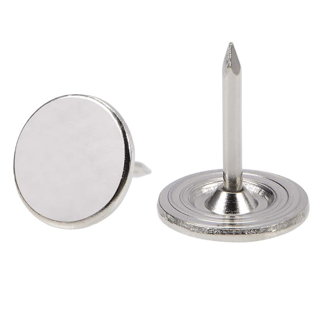 TOP-VIGOR 100pcs Silver Flat Head Upholstery Tacks, Heavy Duty Push Pins, 11 x 13mm Decorative Thumb Tacks for Wall, Cork Board, Furniture and Notice Board