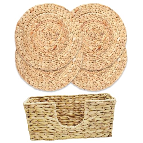 Sets de table isolants en paille tressée pour protéger la table des plats chauds - 2