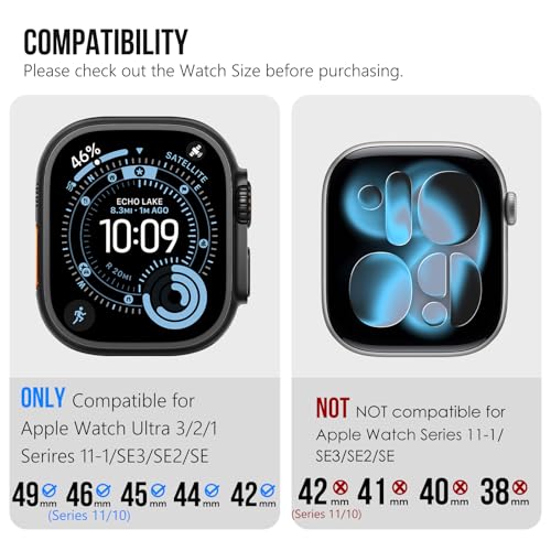 Image of KADES Rugged TPU Sport Band for Apple Watch Ultra 3 /2 /1 49mm, Metal Connectors for Apple Watch Series 11 /10 /SE3 46mm Series 9 /8 /SE2 /7 /6 /SE /5 /4 /3 /2 /1 45mm /44mm /42mm