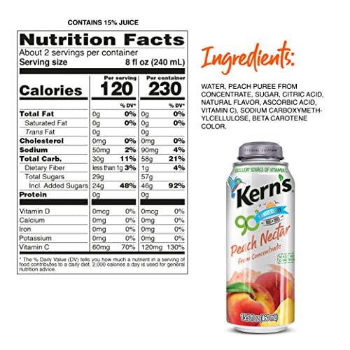 Kern's Peach Nectar, 15.5 Fl Oz Resealable Can (Pack Of 12) #TOP3