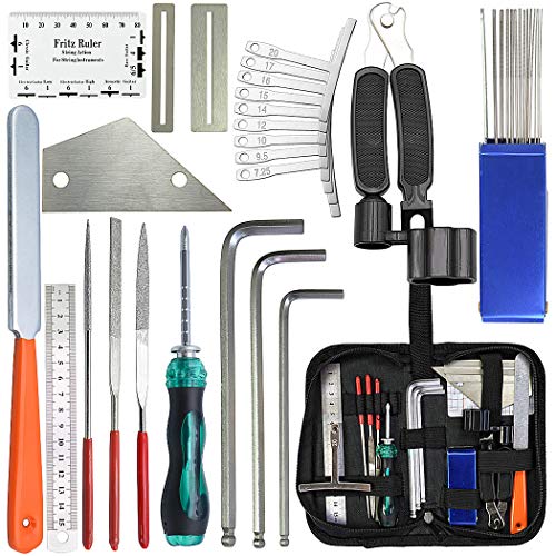 Guitar Repair Maintenance Tool Kit String Fret Measuring Tools for Guitar Ukulele Bass Repairing Maintenance
