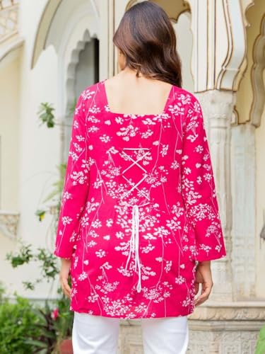 Image of Women's Cotton Printed A-line Straight Short Kurti
