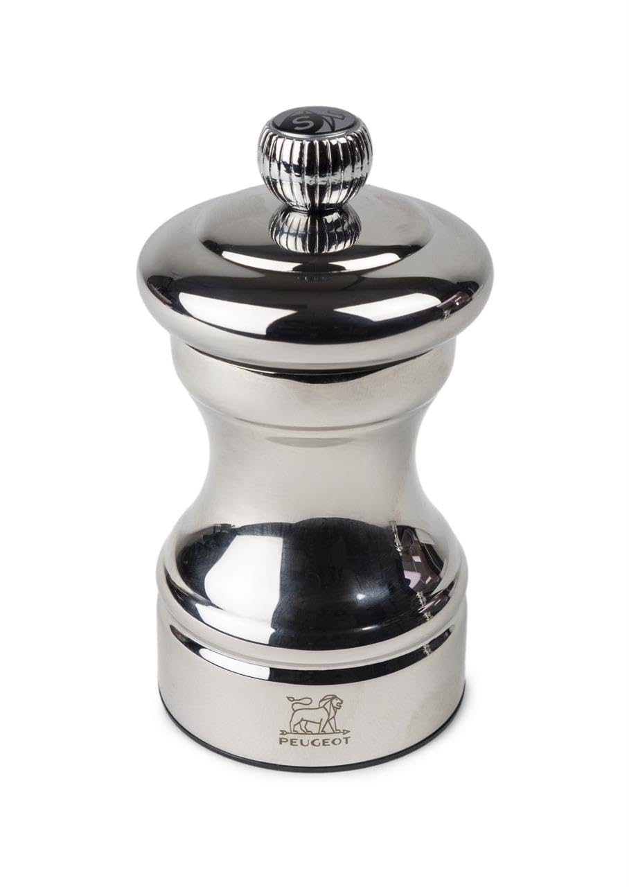 PEUGEOT - Moulin à Sel Bistro Chef 10 cm - Réglage Classique - Innovation Sel Glace, Mécanisme Zirlion - En Inox brillant - Fabrication Française - Coloris Miroir