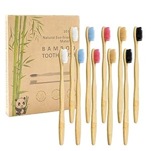 Bamboe-tandenborstel, 10 stuks, 5 kleuren, natuurlijke zachte borstelharen, biologisch afbreekbaar, milieuvriendelijke…