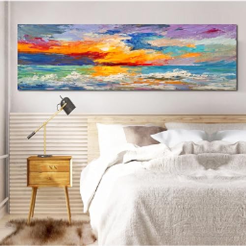 Art mural coloré abstrait au-dessus du canapé : créez une ambiance galerie d'art chez vous