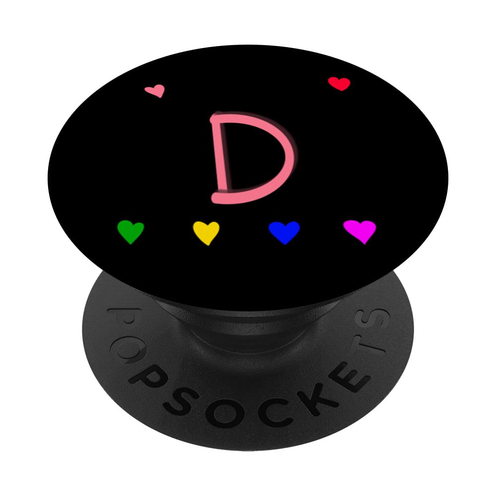 Letter D Initial Name hearts with letter d Monogram Alphapet PopSockets Swappable PopGrip