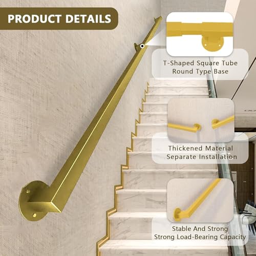 Rampe d'escalier moderne dorée pour entrée de maison et loft - 5