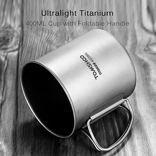 DECDEAL 400 ml Titanium Cup Outdoor Portable Camping Picnic Caneca de copo de água com alça dobrável