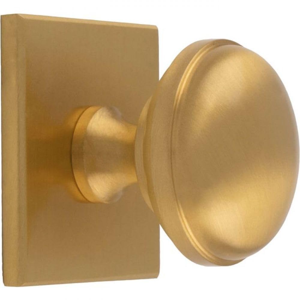 Carlisle Brass Harmonise Warwick Cupboard Knob on Square Backplate (Satin Brass)
