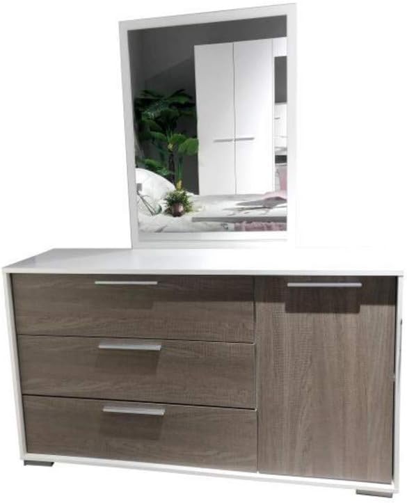 Danube Home Thomas Dresser with Mirror, White/Walnut - 120 x 39 x 70 cm