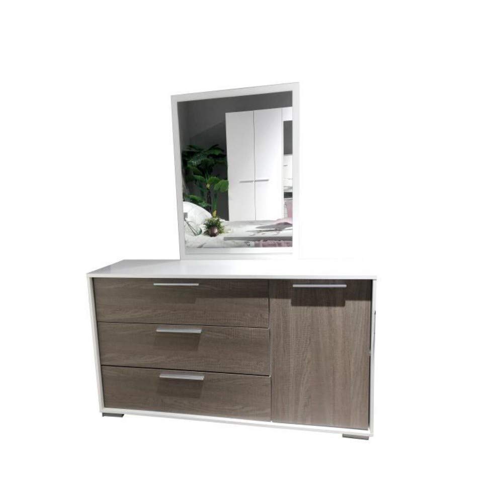 Danube Home Thomas Dresser with Mirror, White/Walnut - 120 x 39 x 70 cm