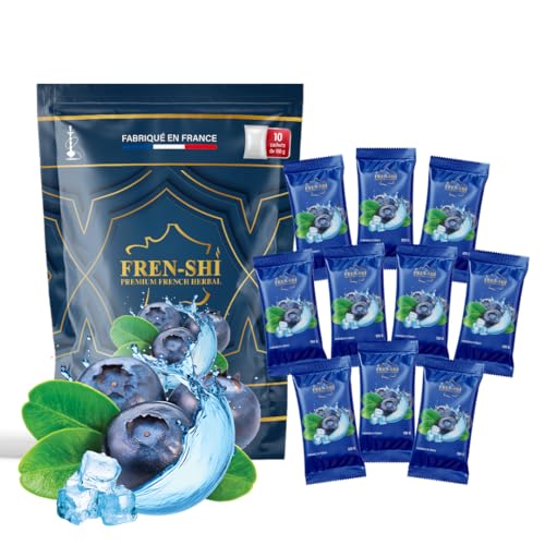 Frenshi - 1 Kg - Bleu Azur/Blue Mist (Myrtille, Menthe) - Goût Chicha, Saveur shisha, Arome hookah. Made in France
