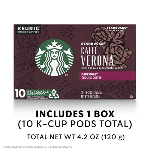 Image of Starbucks Dark Roast K-Cup Coffee Pods - Caffe Verona for Keurig Brewers - 1 box (10 pods)