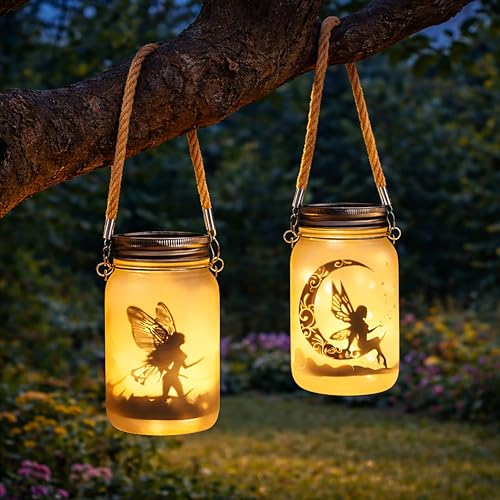 Lanterne solaire suspendre pour soirées terrasse et déco jardin Mason Jar lot de 2