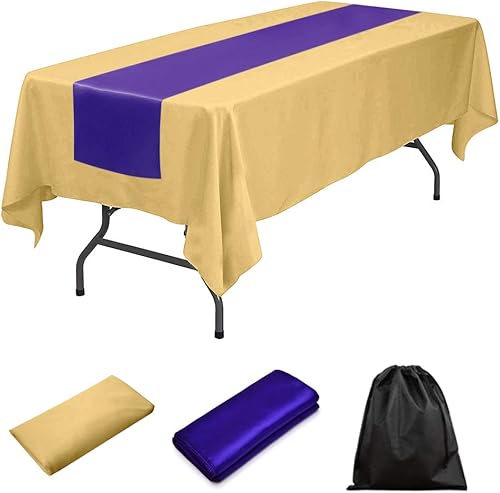 Miniatura 9 de LOVWY Mantel de poliéster negro con diseño Retangular de 59.8 x 12.6in + Camino de mesa de satén rojo para bodas, fiestas, banquetes y restaurantes