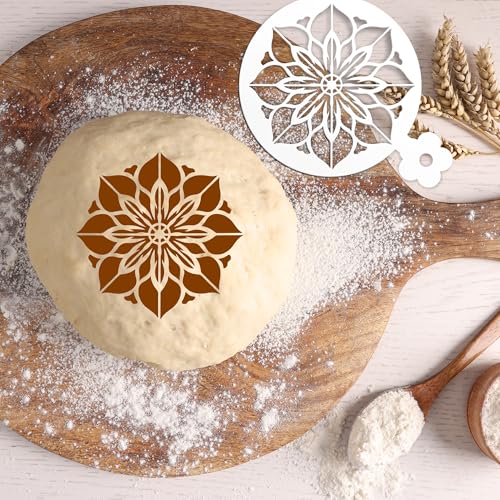 Sitsink Mandala Cookie Coffee Stencils - 25 Pcs Mandala Latte Art Cookie Stencils for Coffee Cake Bread Decor, Reusable Bread Template for Sourdough Decoration Tools Baking Stencil