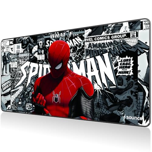 Image of Sounce XL Gaming Mouse Pad 58.5 x 28 cm, Large Desk Mat with Spider Web Design, Smooth Precision Surface, Anti-Slip Rubber Base & Easy-Clean Finish - Multicolour