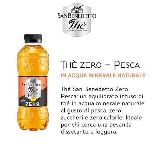 San Benedetto, Thè Freddo alla Pesca, 12x500 ml Bevanda Dissetante Analcolica, Gusto Fruttato, Tappo Click, Senza Zuccheri, Conservanti e Coloranti - Immagine 2