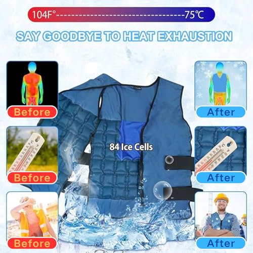 Cooling Vest with Ice Packs, Adjustable Reusable Ice Cell Jacket for Men Women, for Outdoor Sports, Work, Hiking2