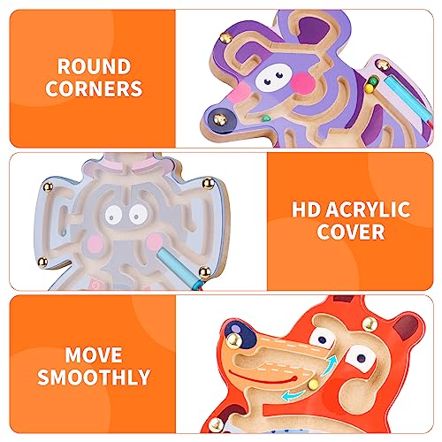 Nitoy 4Pcs Wooden Magnetic Maze Toys For Kids 3+, 7''X8'' Animal Interactive Puzzle Game Board Montessori Labyrinth Stem Activity Child Fine Motor Skill Development Preschool Birthday Gift (4 Animals) #TOP6