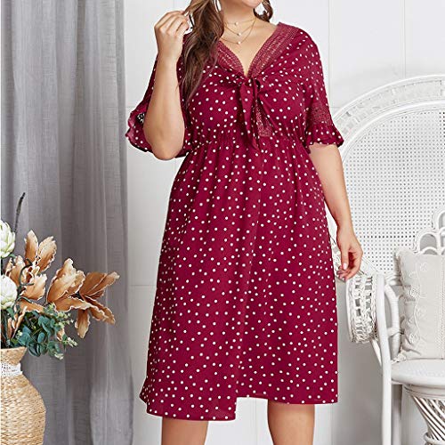 Buy Ariesale Womens Plus Size Red Polka Dot Ladies Summer Dress Women's