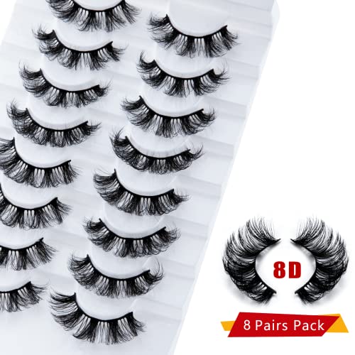 Leipple False Eyelashes 8 works - Professional Reusable 8D Lashes - Natural Wispy Thick Fluffy Fake Eyelashes Faux Eyelashes(QZ-35) - Image 3