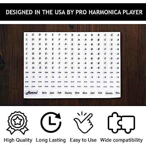 Harmo Harmonica Key Label Sticker (191) - Stickers For Music Keys & Harmonica – Premium Harmonica Accessories - Harmonica Stickers & Labels - Non Removable 3M Labels #TOP4