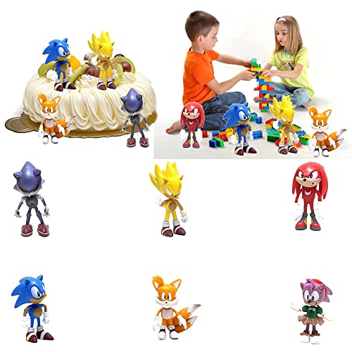 Figurines pour Gâteaux Sonic Anniversaire Figurine Gâteau Sonic the Hedgehog Cake Topper Figures Hedgehog Figurines Décorations de Gâteau Sonic Hedgehog Décoration Anniversaire Sonic Figurines Gâteaux Cover