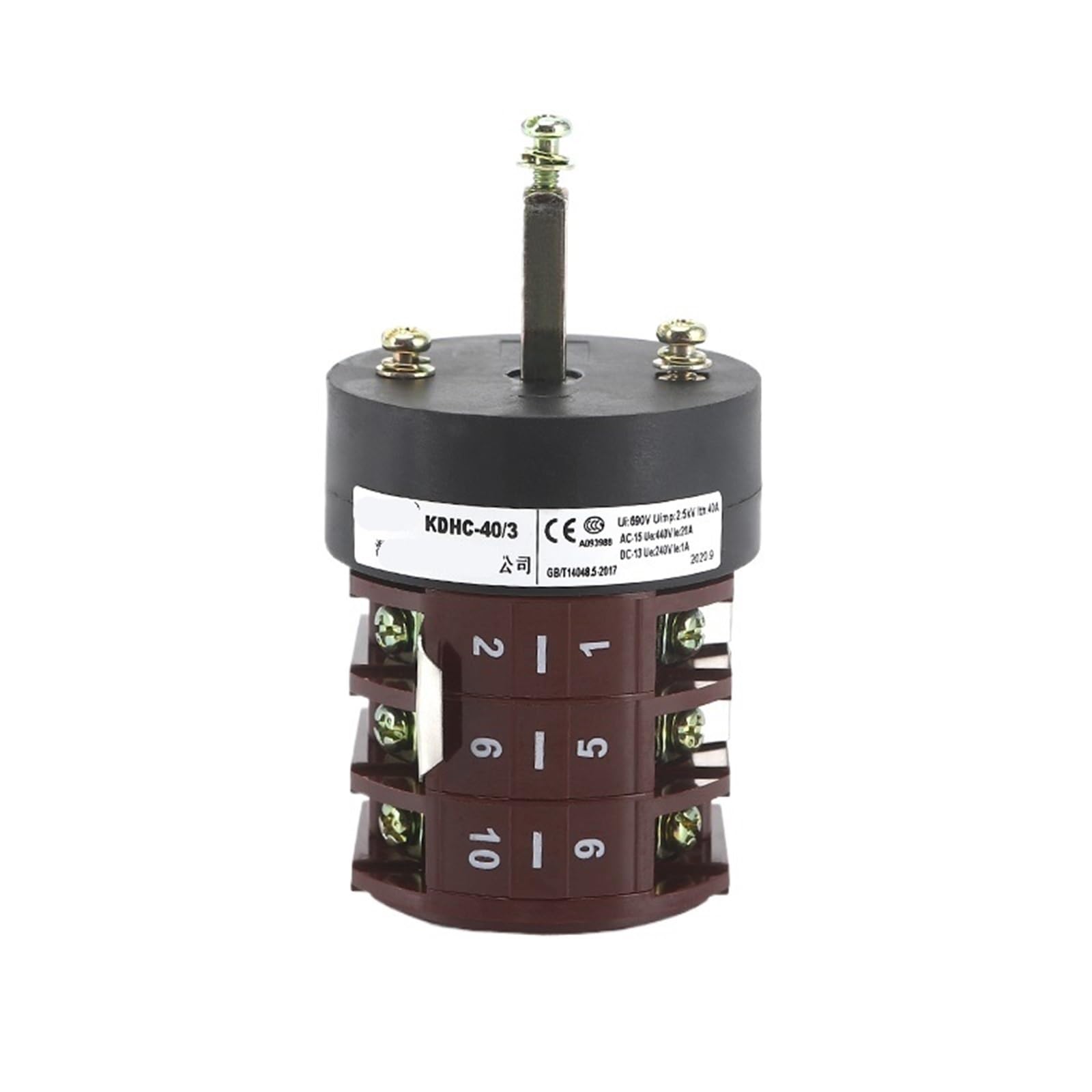 Commutateur à cames rotatif 3 positions inverseur de source triphasé 690V 40A KDHC-40/3 - 5