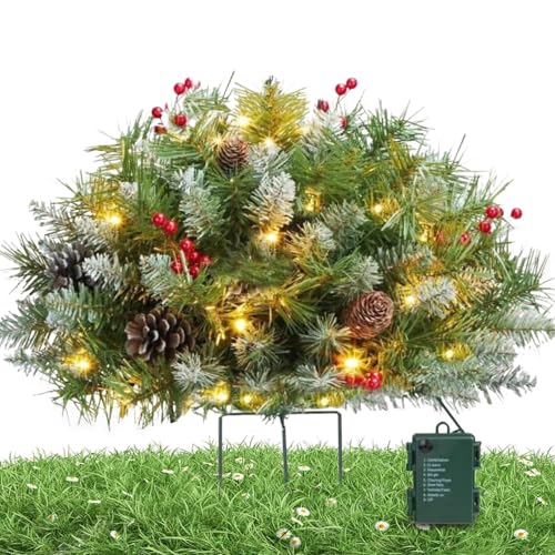 YNPQTDS Outdoor Christmas Planter Filler, Illuminated Artificial Christmas Tree with Tripod Stand, Home Decoration for Garden Massive Flower Shop Showcases
