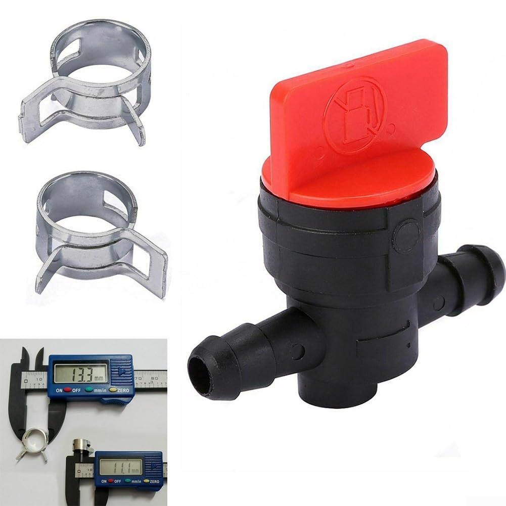 Rubinetto per benzina con 2 morsetti per tubo da 6-8 mm di diametro, valvola di arresto del carburante per gasolio, accessori per attrezzi da giardino, design leggero a bassa usura, altezza 42 mm