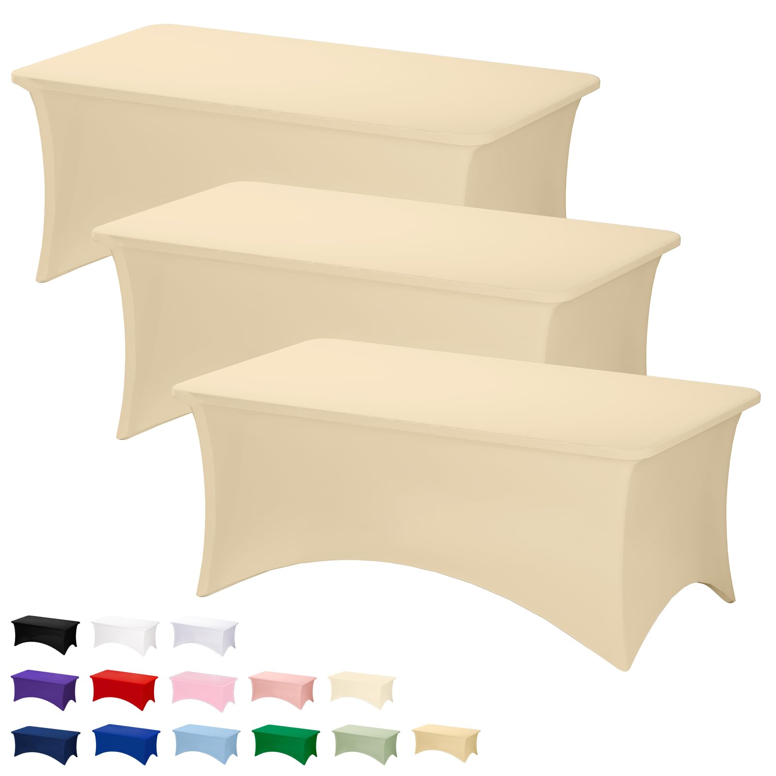 Black Tablecloths - 2 Pack 6FT Fitted Covers -19 Black Tablecloths - 2 Pack 6FT Fitted Covers -19