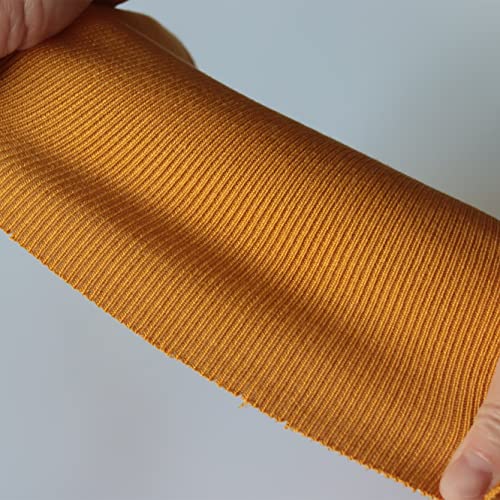 Image of TinaKim Ribbing Fabric for Cuffs, for Ribed Knit Material for Jacket Pants Sweaters Sewing (Strip of Yellow, 40x8in)